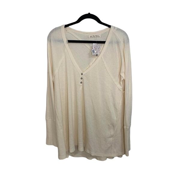 Free People We The Free Citrine Thermal Ecru Top Large #OB891958‎ - Picture 1 of 7